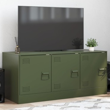 vidaXL Έπιπλο Τηλεόρασης Πράσινο Λαδί 99x39x44cm από Ατσάλι