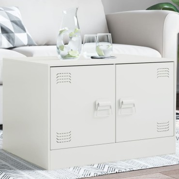 vidaXL Τραπεζάκι Σαλονιού Λευκό 67x50x44cm από Ατσάλι 1 τεμ.