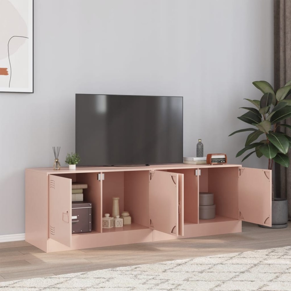 vidaXL Έπιπλα Τηλεόρασης 2 τεμ. Ροζ 67x39x44cm από Χάλυβα