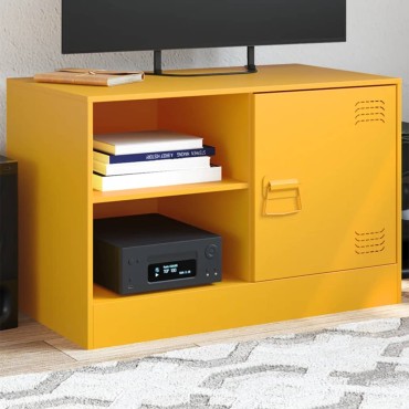 vidaXL Έπιπλο Τηλεόρασης Μουσταρδί Κίτρινο 67x39x44cm από Ατσάλι