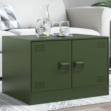 vidaXL Τραπεζάκι Σαλονιού Πράσινο Λαδί 67x50x44cm από Ατσάλι 1 τεμ.