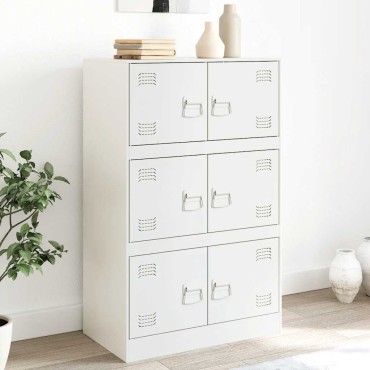vidaXL Μπουφές Λευκός 67x39x107cm από Ατσάλι 1 τεμ.
