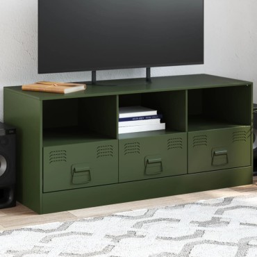 vidaXL Έπιπλο Τηλεόρασης Πράσινο Λαδί 99x39x44cm από Ατσάλι