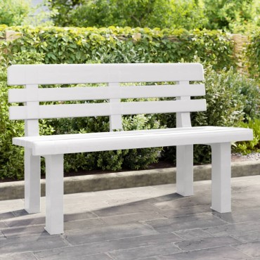 vidaXL Παγκάκι Κήπου Λευκό 110x52x71cm από Πολυπροπυλένιο 1 τεμ.