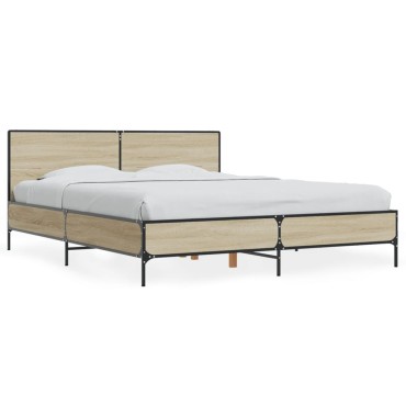 vidaXL Πλαίσιο Κρεβατιού Sonoma Δρυς 160x200 εκ. Επεξ. Ξύλο & Μέταλλο