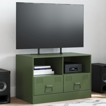 vidaXL Έπιπλο Τηλεόρασης Πράσινο Λαδί 67x39x44cm από Ατσάλι
