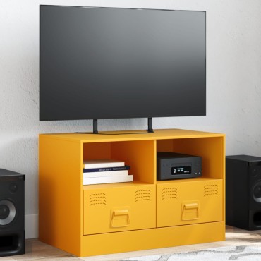 vidaXL Έπιπλο Τηλεόρασης Μουσταρδί Κίτρινο 67x39x44cm από Ατσάλι