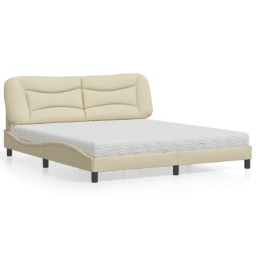 vidaXL Κρεβάτι Κρεμ 180x200 εκ. Υφασμάτινο