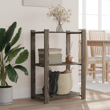 vidaXL Ραφιέρα με 3 Ράφια Γκρι 60x38x90cm Μασίφ Ξύλο Πεύκου 1 τεμ.
