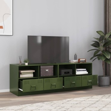 vidaXL Έπιπλα Τηλεόρασης 2 τεμ. Πράσινο Λαδί 67x39x44cm από Χάλυβα