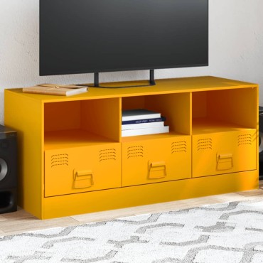 vidaXL Έπιπλο Τηλεόρασης Μουσταρδί Κίτρινο 99x39x44cm από Ατσάλι