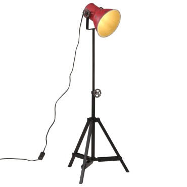 vidaXL Φωτιστικό Δαπέδου 25 W Αντικέ Κόκκινο 35x35x65/95 εκ. Ε27