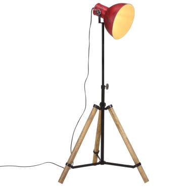 vidaXL Φωτιστικό Δαπέδου 25 W Αντικέ Κόκκινο 75x75x90-150 εκ. Ε27