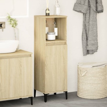 vidaXL Ντουλάπι Μπάνιου Sonoma Δρυς 30x30x100cm Επεξεργασμένο Ξύλο 1 τεμ.