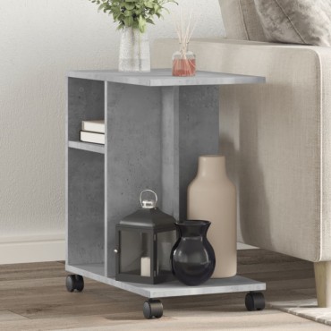 vidaXL Βοηθητικό Τραπέζι με Ρόδες Γκρι Σκυρ 50x30x55cm Επεξ. Ξύλο 1 τεμ.