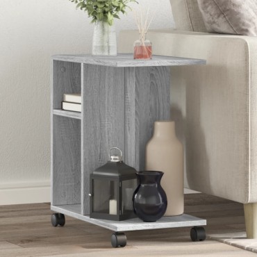 vidaXL Βοηθητικό Τραπέζι με Ρόδες Γκρι Sonoma 50x30x55cm Επεξ. Ξύλο 1 τεμ.