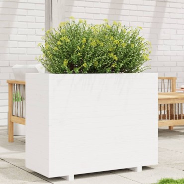 vidaXL Ζαρντινιέρα Κήπου Λευκή 90x40x72,5 εκ. από Μασίφ Ξύλο Πεύκου
