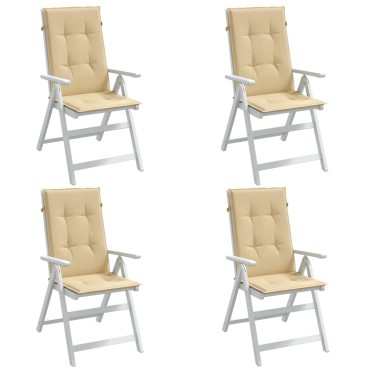 vidaXL Μαξιλάρια Καρέκλας με Πλάτη 4 τεμ. Μπεζ 120x50x7cm Ύφασμα