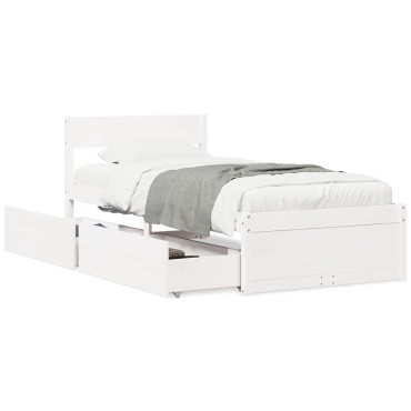 vidaXL Σκελετός Κρεβ. Χωρίς Στρώμα Λευκό 90x200cm Μασίφ Πεύκο 1 τεμ. - Μονό