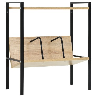 vidaXL Βιβλιοθήκη 2 Επιπέδων Μαύρο/Δρυς 52x28x59cm Επεξεργασμένο Ξύλο 1 τεμ.