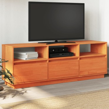 vidaXL Έπιπλο Τηλεόρασης Καφέ Κεριού 140x37x50cm Μασίφ Ξύλο Πεύκου
