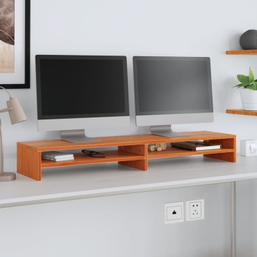 vidaXL Βάση Οθόνης Καφέ Κεριού 100x24x13cm από Μασίφ Ξύλο Πεύκου