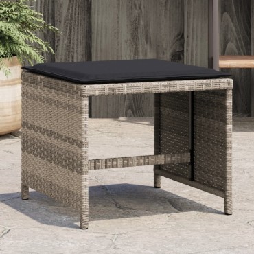 vidaXL Σκαμπό Κήπου 4 τεμ. Αν. Γκρι 40x40x35cm Συνθ. Ρατάν Μαξιλάρια