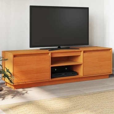 vidaXL Έπιπλο Τηλεόρασης Καφέ Μελί 140x35x40cm από Μασίφ Ξύλο Πεύκου