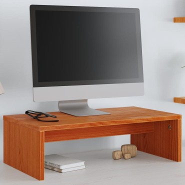 vidaXL Βάση Οθόνης Καφέ Κεριού 50x27x15cm από Μασίφ Ξύλο Πεύκου