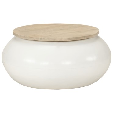 vidaXL Τραπεζάκι Σαλονιού Λευκό 51x51x27cm από Μασίφ Ξύλο Μάνγκο 1 τεμ.