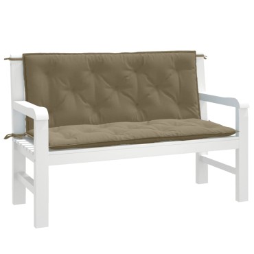 vidaXL Μαξιλάρια Πάγκου Κήπου 2 τεμ. Taupe Μελανζέ 120x50x7cm Ύφ.