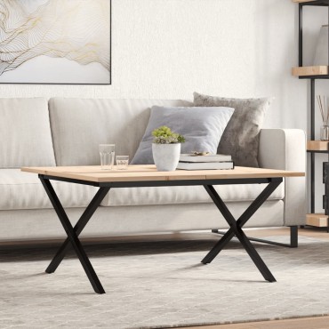 vidaXL Τραπεζάκι Σαλονιού Πλαίσιο Χ 90x90x45cm Μασίφ Πεύκο/Ατσάλι