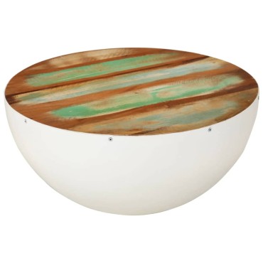 vidaXL Τραπεζάκι Σαλονιού Ημισφαιρικό Λευκό 50x24cm Ανακυκλ. Ξύλο 1 τεμ.