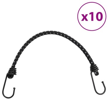 vidaXL Κορδόνια Ελαστικά Bungee με Γάντζο/Ανακλ. Ταινίες 10 τεμ 46 εκ.