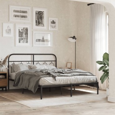 vidaXL Κεφαλάρι Μαύρο Μεταλλικό 142x3x90cm 1 τεμ.