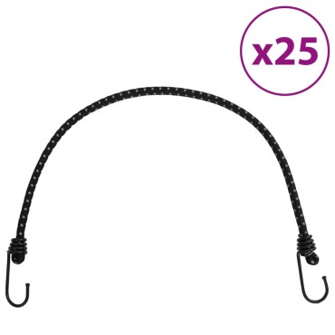 vidaXL Κορδόνια Ελαστικά Bungee με Γάντζο/Ανακλ. Ταινίες 25 τεμ 59 εκ.