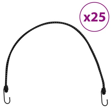 vidaXL Κορδόνια Ελαστικά Bungee με Γάντζο/Ανακλ. Ταινίες 25 τεμ 88 εκ.