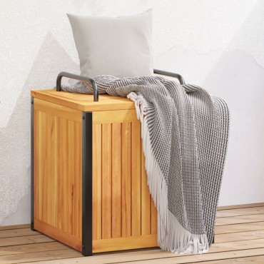 vidaXL Κουτί Μαξιλαριών Εξ. Χώρου 45x45x45/53cm Μασίφ Ακακία/Ατσάλι