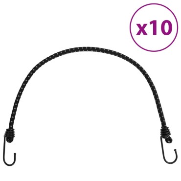 vidaXL Κορδόνια Ελαστικά Bungee με Γάντζο/Ανακλ. Ταινίες 10 τεμ 59 εκ.