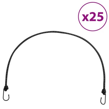 vidaXL Κορδόνια Ελαστικά Bungee με Γάντζο/Ανακλ. Ταινίες 25 τεμ 100 εκ