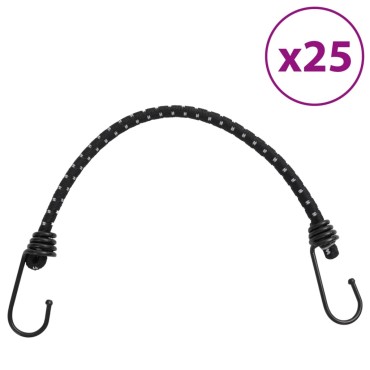 vidaXL Κορδόνια Ελαστικά Bungee με Γάντζο/Ανακλ. Ταινίες 25 τεμ 38 εκ.