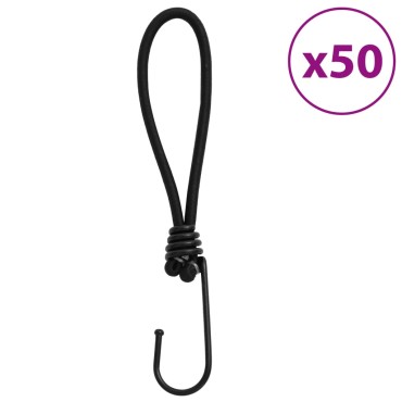 vidaXL Κορδόνια Ελαστικά Bungee με Γάντζο 50 τεμ. 17 εκ.