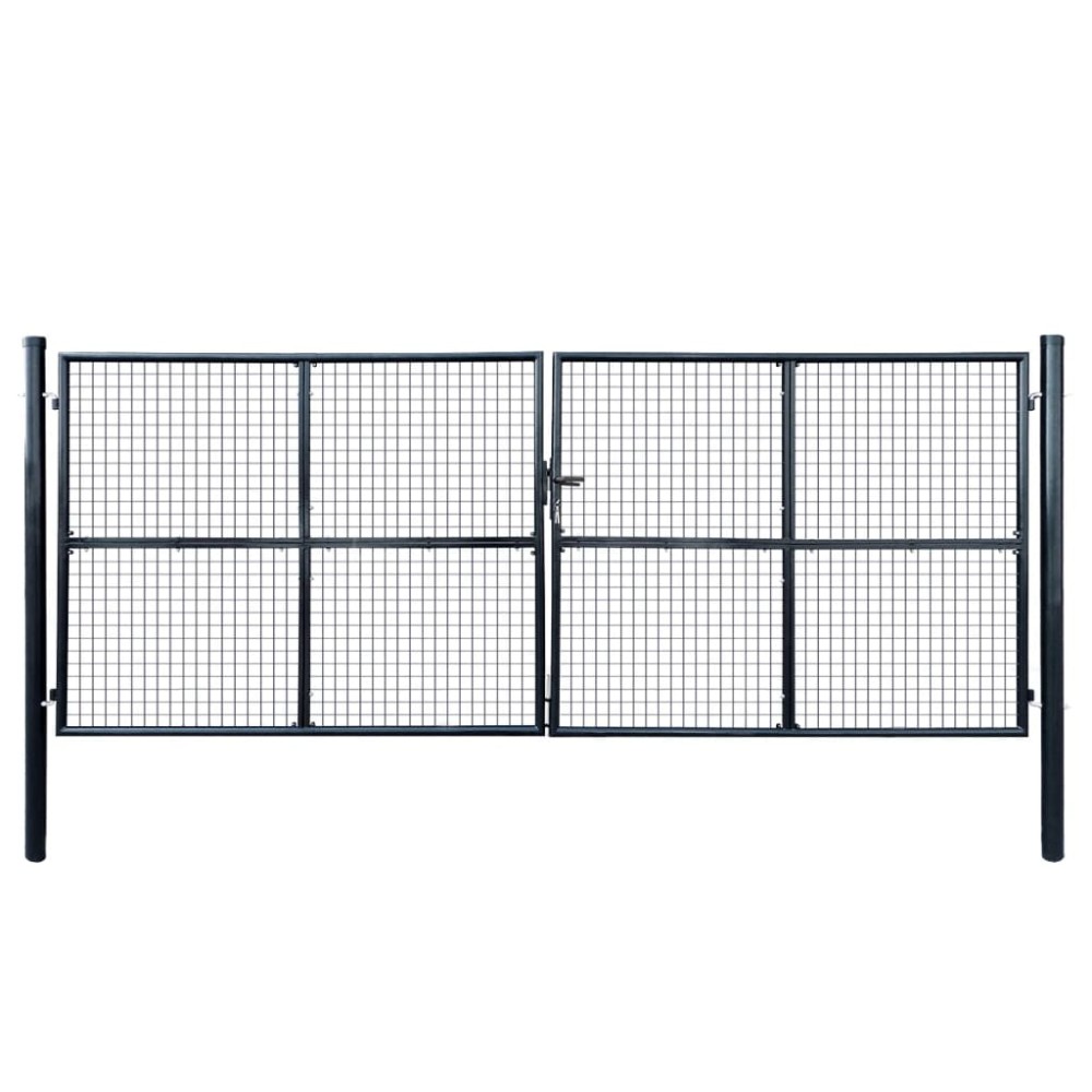 vidaXL Πόρτα Περίφραξης με Πλέγμα Γκρι 400 x 150 εκ. Γαλβαν. Χάλυβας