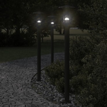 vidaXL Φωτιστικά Δαπέδου Εξ. Χώρου 3 τεμ. Μαύρο 100εκ. Ανοξείδ. Ατσάλι