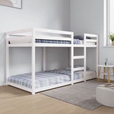 vidaXL Κουκέτα Λευκό 90x200cm από Μασίφ Ξύλο Πεύκου 1 τεμ. - Μονό