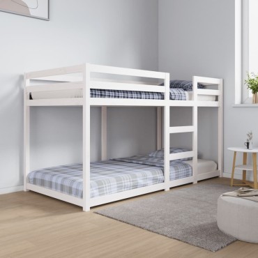 vidaXL Κουκέτα Λευκό 90x190cm από Μασίφ Ξύλο Πεύκου 1 τεμ. - Μονό