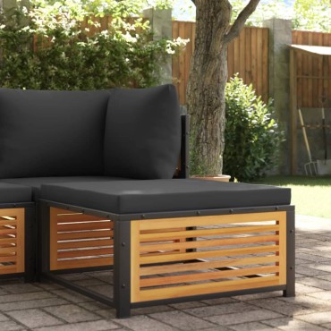 vidaXL Σκαμπό Κήπου 68x68x30cm από Μασίφ Ξύλο Ακακίας με Μαξιλάρι