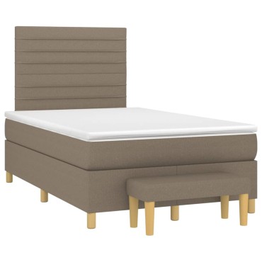 vidaXL Κρεβάτι Boxspring με Στρώμα Taupe 120x190 εκ. Υφασμάτινο