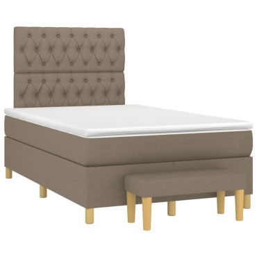 vidaXL Κρεβάτι Boxspring με Στρώμα Taupe 120x190 εκ. Υφασμάτινο