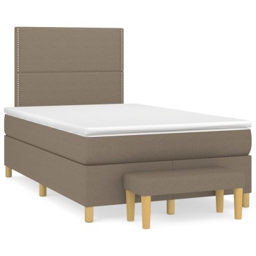 vidaXL Κρεβάτι Boxspring με Στρώμα Taupe 120x190 εκ. Υφασμάτινο